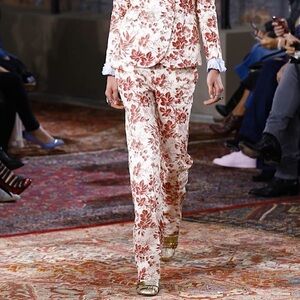 Gucci Romantic Cerise Herbarium Flora Linen Straight Leg Trouser Pant 42 (28/8)